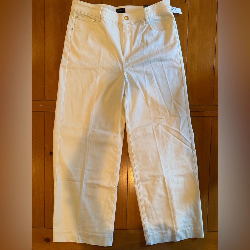 Talbots Women's Soft Cream Wide Leg Pants